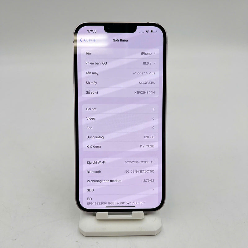 iPhone 14 Plus 128GB Tím 98% pin 100% Quốc Tế Apple (sứt viền,ĐTP) - HH9465