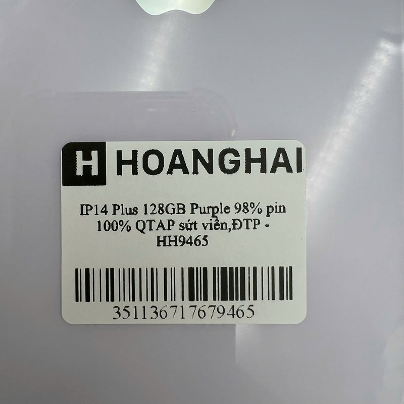 iPhone 14 Plus 128GB Tím 98% pin 100% Quốc Tế Apple (sứt viền,ĐTP) - HH9465