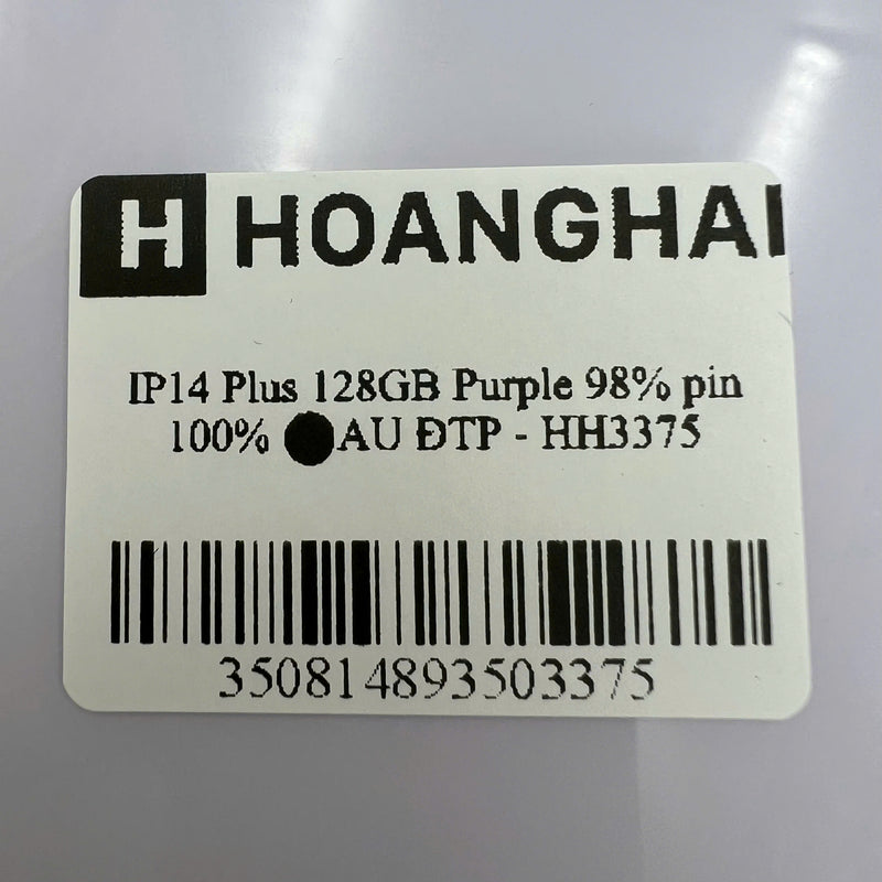 iPhone 14 Plus 128GB Tím 98% pin 100% Máy đã trả hết tiền mạng dùng như Quốc tế Apple (Đã thay pin) - HH3375