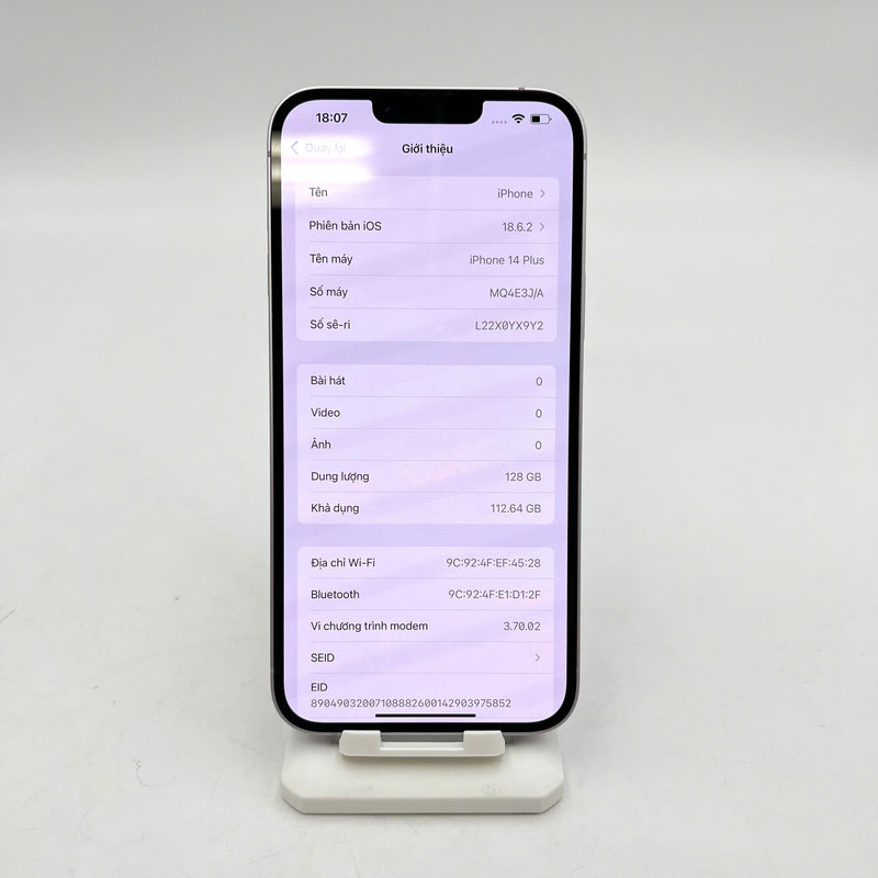 iPhone 14 Plus 128GB Tím 98% pin 100% Máy đã trả hết tiền mạng dùng như Quốc tế Apple (Đã thay pin) - HH3375