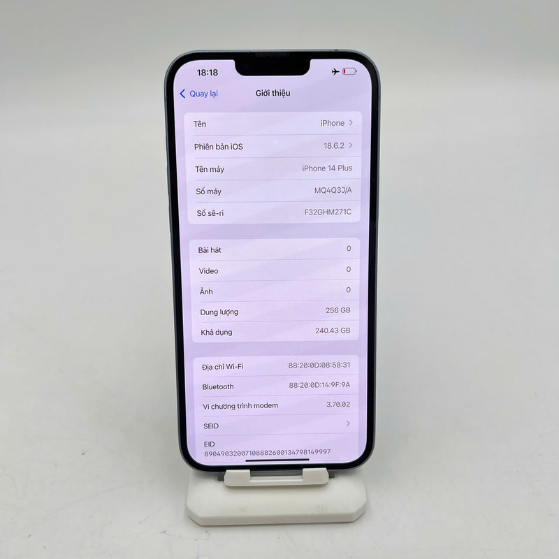 iPhone 14 Plus 256GB Xanh Dương 98% pin 100% Máy đã trả hết tiền mạng dùng như Quốc tế Apple (viền cam xước,xước màn,sứt viền,ĐTP) - HH4469