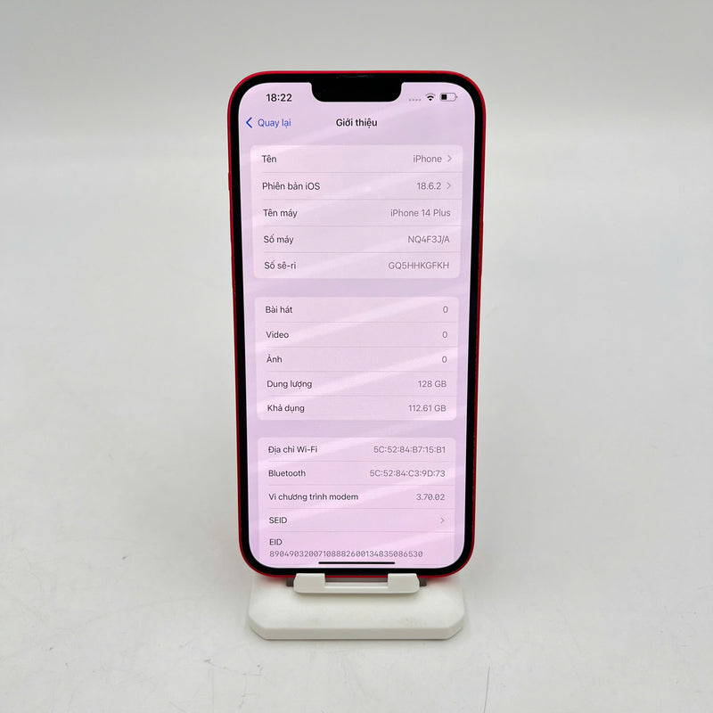 iPhone 14 Plus 128GB Đỏ 98% pin 100% Quốc tế từ AU (Không dùng sim AU - ĐBH, sứt viền,ĐTP) - HH3496