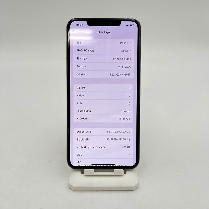 iPhone XS Max 64GB Bạc 98% pin 100% Máy đã trả hết tiền mạng dùng như Quốc tế Apple (đốm 1x, viền xước,viền lưng xước,ĐTP) - HH9365