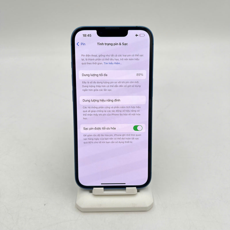 iPhone 13 128GB Xanh Dương 98% pin 89%  Máy đã trả hết tiền mạng dùng như Quốc tế Apple (viền cam xước) - HH2318
