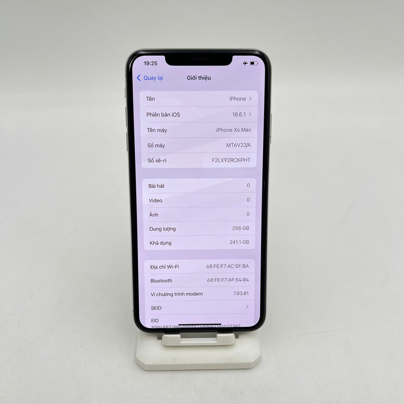 iPhone XS Max 256GB Bạc 98% pin 100% Máy đã trả hết tiền mạng dùng như Quốc tế Apple (đốm 1x,viền xước,ĐTP) - HH7015