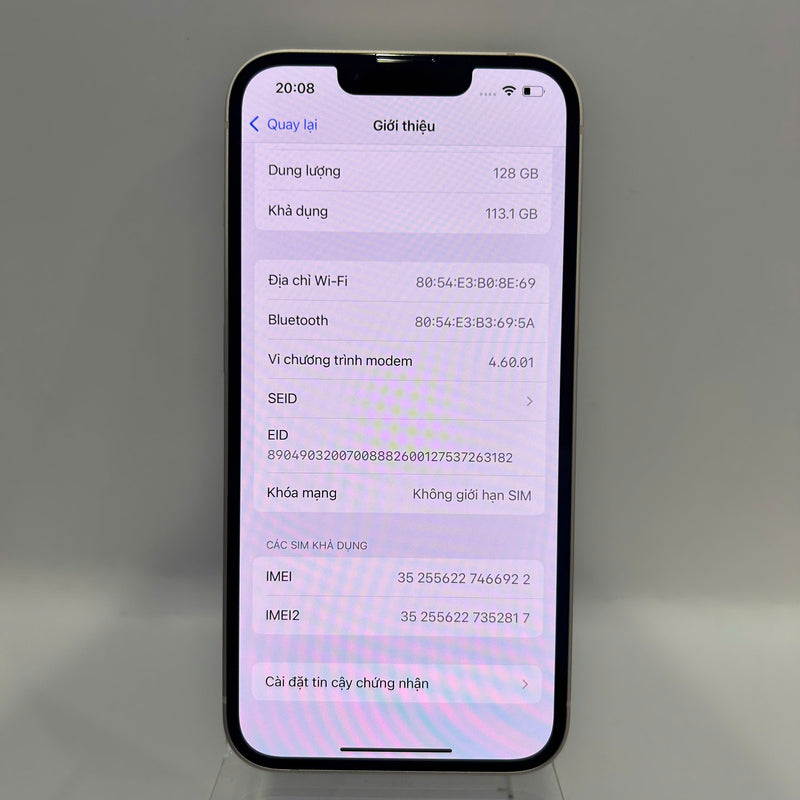 iPhone 13 128GB Trắng 98% pin 88%  Quốc tế từ AU (Không dùng sim AU) - HH6922