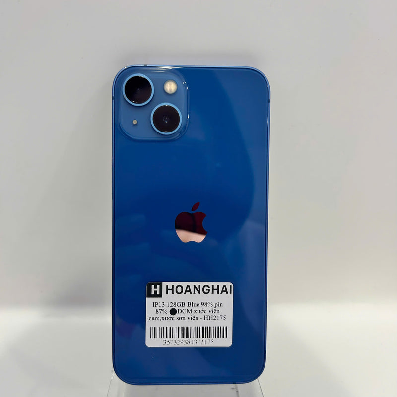iPhone 13 128GB Xanh Dương 98% pin 87% Máy đã trả hết tiền mạng dùng như Quốc tế Apple (xước viền cam, xước sơn viền) - HH2175