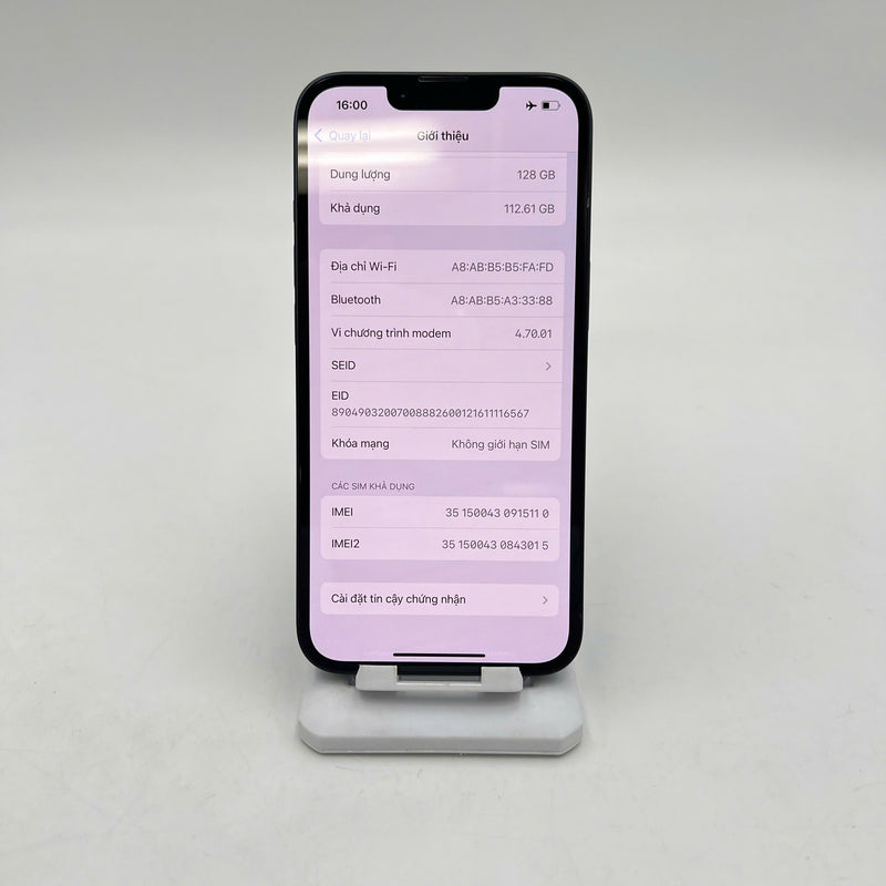 iPhone 13 128GB Đen 98% pin 100% Quốc tế từ SB (Không dùng sim SB - Đã thay pin, ám viền) - HH5110