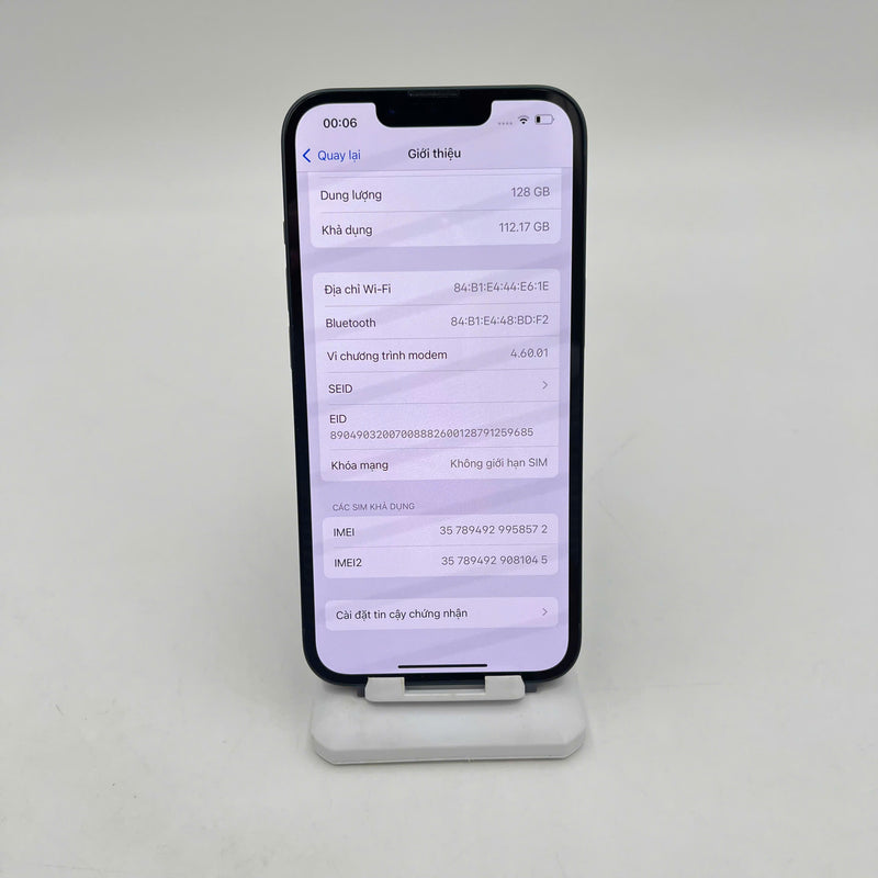 iPhone 13 128GB Đen 98% pin 86% Quốc tế từ SB (Không dùng sim SB) - HH8572