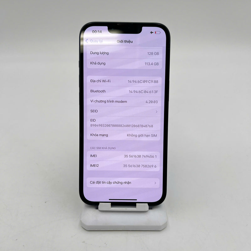 iPhone 13 128GB Đen 98% pin 85% Máy đã trả hết tiền mạng dùng như Quốc tế Apple (viền cam xước, ám viền) - HH4561