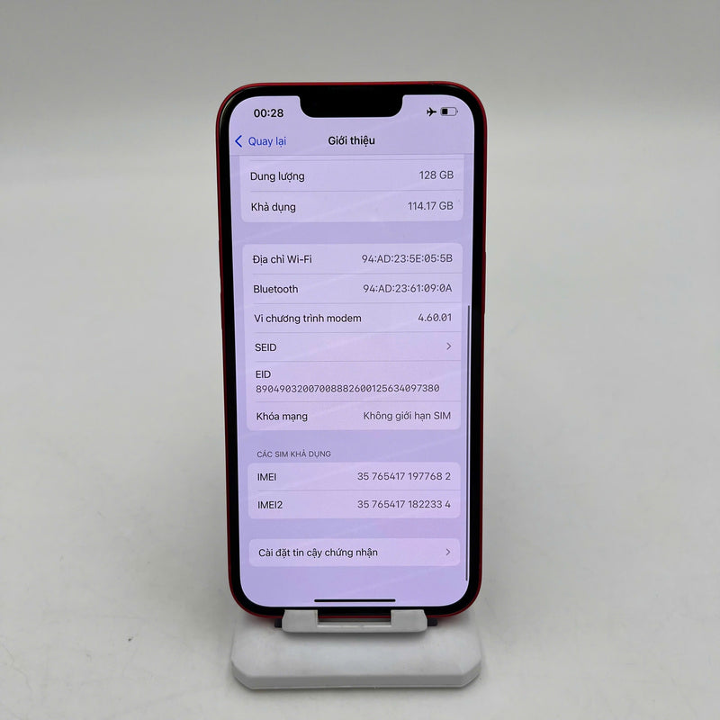 iPhone 13 128GB Đỏ 98% pin 85% Quốc tế từ AU (Không dùng sim AU) - HH7682