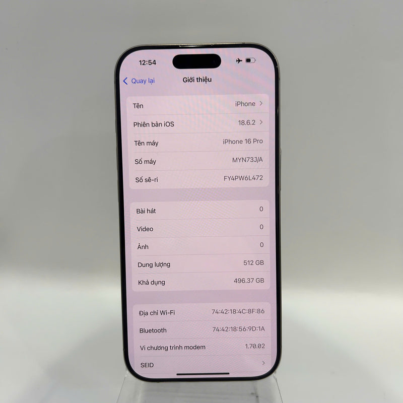 iPhone 16 Pro 512GB Tự Nhiên 99% pin 98% Quốc tế Apple - HH3304