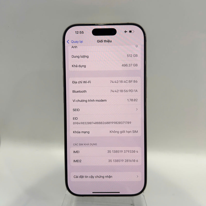 iPhone 16 Pro 512GB Tự Nhiên 99% pin 98% Quốc tế Apple - HH3304