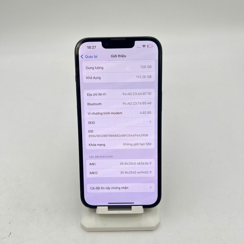 iPhone 13 128GB Đen 98% pin 87% Máy đã trả hết tiền mạng dùng như Quốc tế Apple (xước viền, viền cam xước) - HH6369