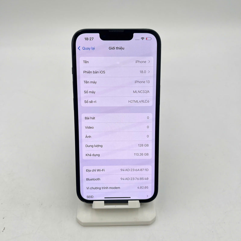 iPhone 13 128GB Đen 98% pin 87% Máy đã trả hết tiền mạng dùng như Quốc tế Apple (xước viền, viền cam xước) - HH6369