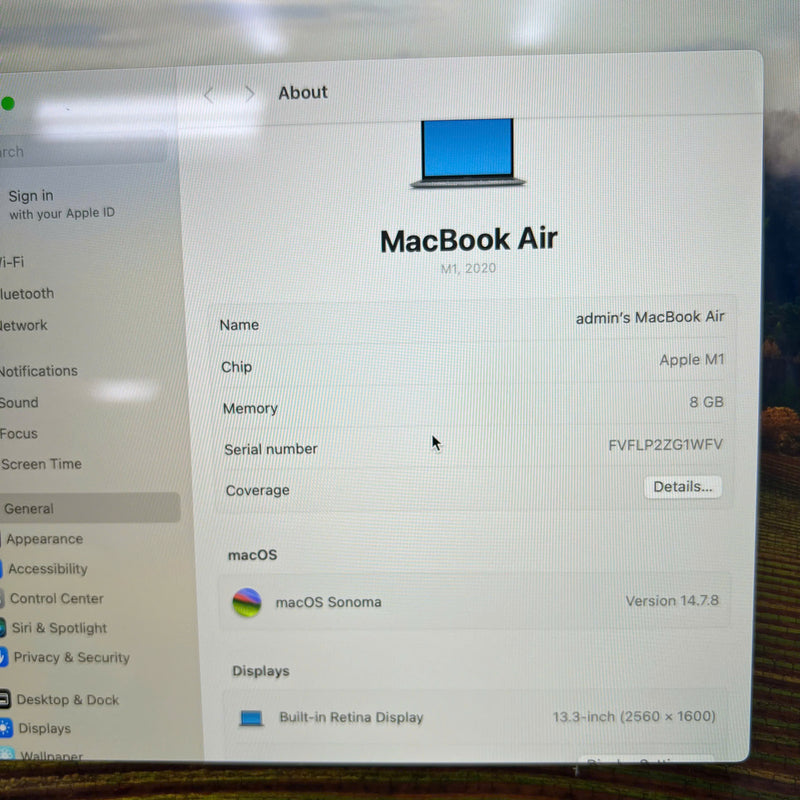 Macbook Air 2020 13.3in Xám Apple M1/ RAM 8GB/ SSD 256GB 98% pin 100% (Sạc 20 lần) BPTN Likenew