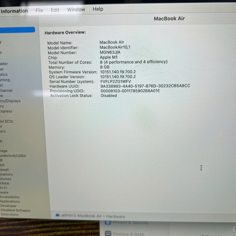 Macbook Air 2020 13.3in Xám Apple M1/ RAM 8GB/ SSD 256GB 98% pin 100% (Sạc 20 lần) BPTN Likenew
