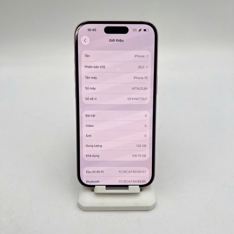 iPhone 15 128GB Hồng 98% pin  85% Quốc tế Apple (Xước màn, xước viền, móp viền, xước viền cam)  - HH2114