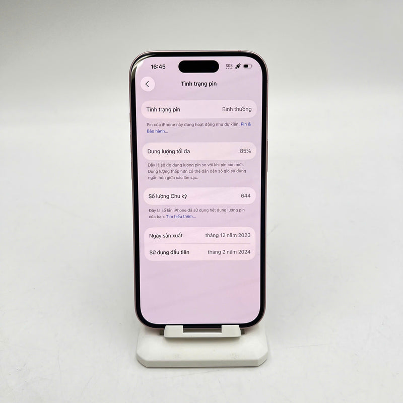 iPhone 15 128GB Hồng 98% pin  85% Quốc tế Apple (Xước màn, xước viền, móp viền, xước viền cam)  - HH2114