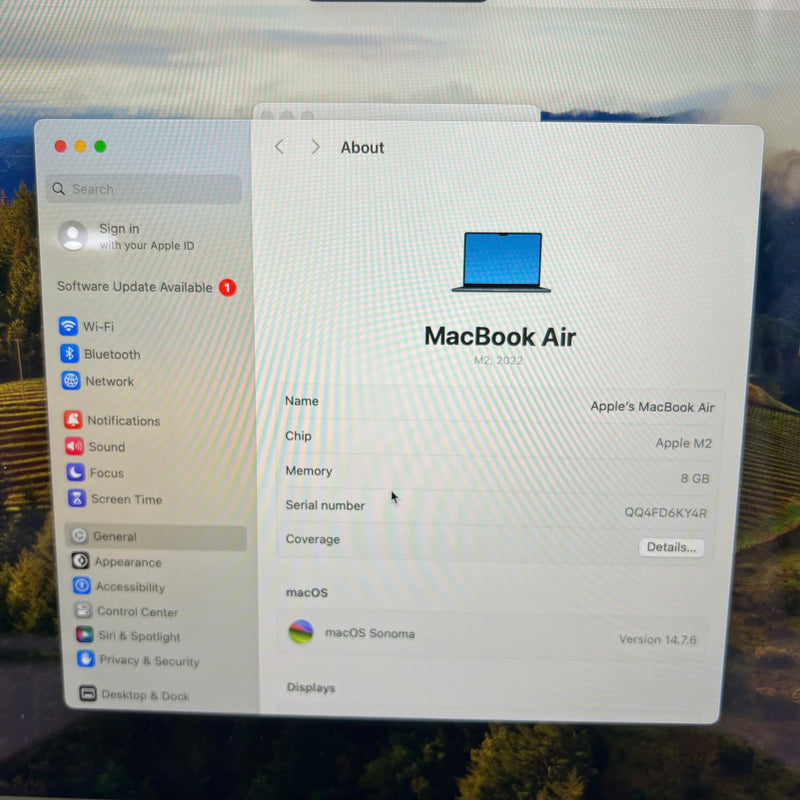 MacBook Air 2022 13.6in Đen Apple M2/ RAM 8GB/ SSD 256GB 98% Sạc 79 lần BPTN