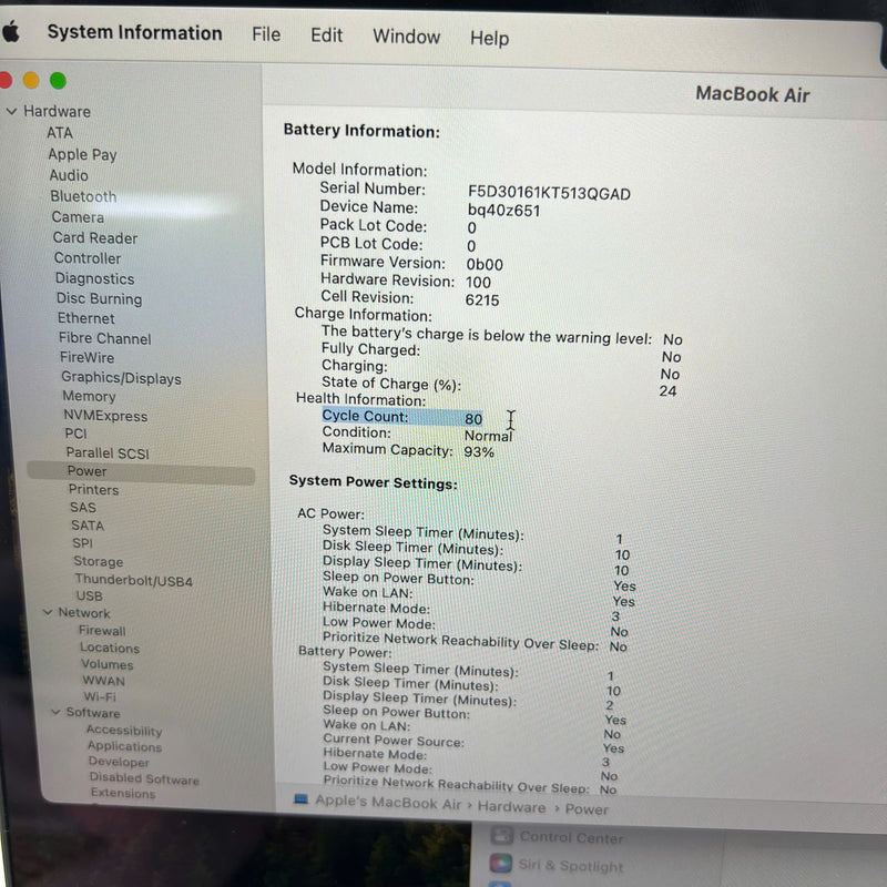 MacBook Air 2022 13.6in Đen Apple M2/ RAM 8GB/ SSD 256GB 98% Sạc 79 lần BPTN