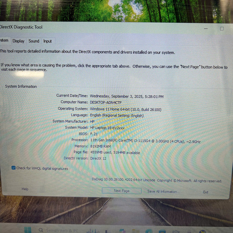 HP 15-dy2091w 15.6in i3 - 1115G4/ RAM 8GB/ SSD 256GB BPTA Likenew (màn ám bàn phím)