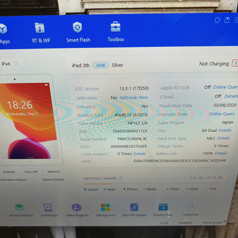 Ipad Gen 5 9.7" 32GB Bạc 4G + Wifi 98% DBH pin 100% sạc 9 lần chỉ dùng sim AU