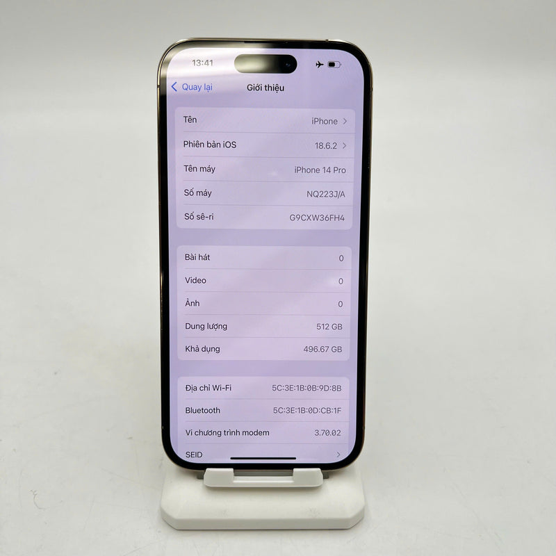 iPhone 14 Pro 512GB Vàng 98% pin 100% Quốc tế từ SB (Không dùng sim SB - Đã thay pin - ĐBH) - HH4315