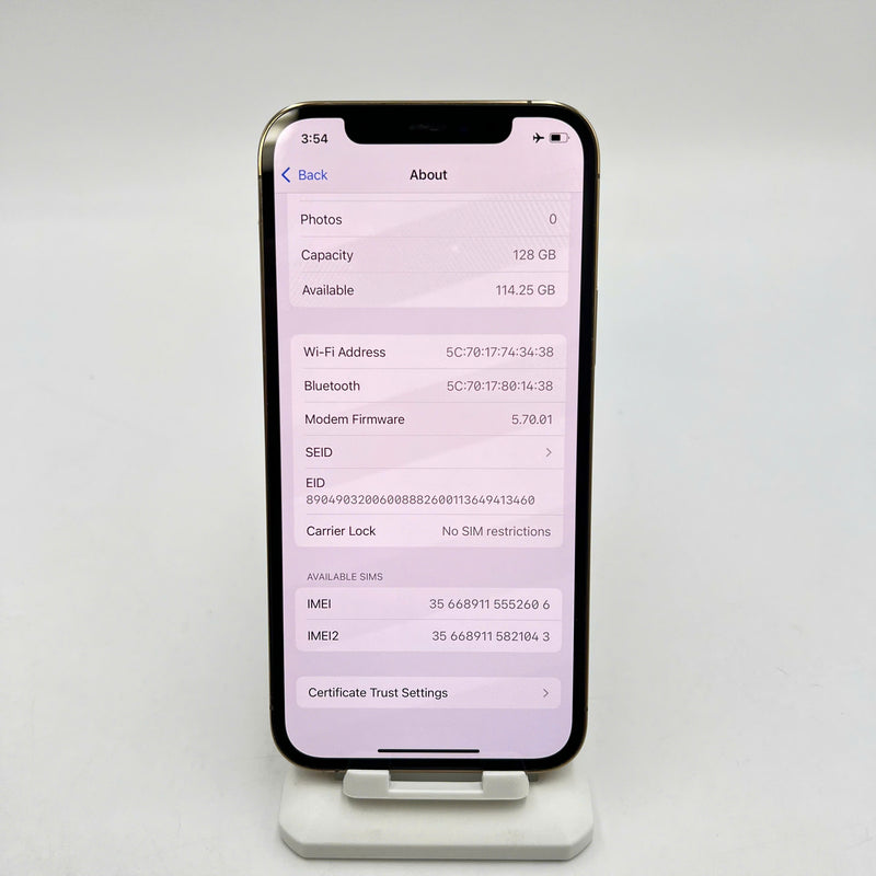 iPhone 12 Pro 128GB Vàng 98% pin 100%  Máy đã trả hết tiền mạng dùng như Quốc tế Apple  (Đã thay pin - Màn xước nhẹ) - HH2606