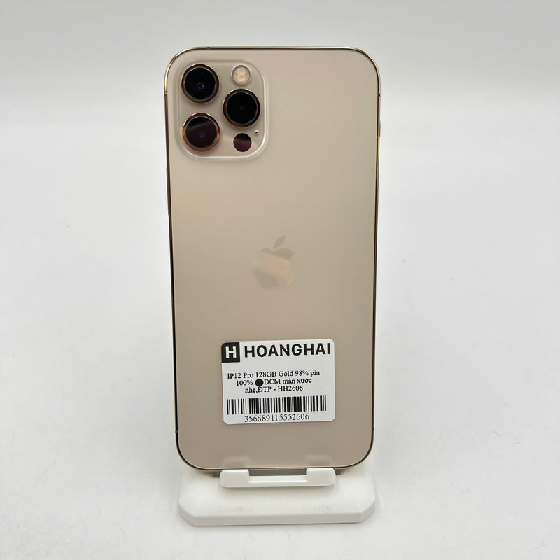 iPhone 12 Pro 128GB Vàng 98% pin 100%  Máy đã trả hết tiền mạng dùng như Quốc tế Apple  (Đã thay pin - Màn xước nhẹ) - HH2606