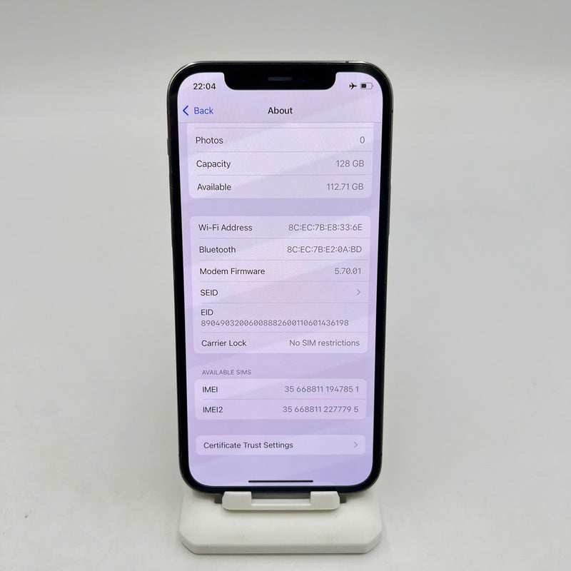 iPhone 12 Pro 128GB Đen 98% pin 100% Máy đã trả hết tiền mạng dùng như Quốc tế Apple (Đã thay pin - Đốm 1x, viền xước) - HH7851