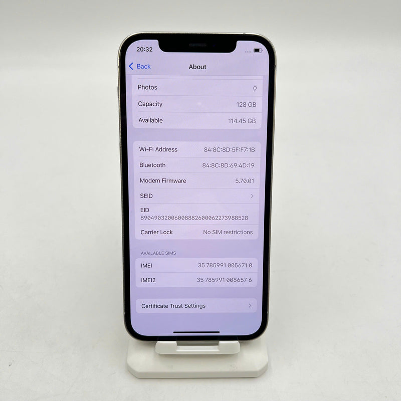 iPhone 12 Pro 128GB Trắng 97% pin 100% Máy đã trả hết tiền mạng dùng như Quốc tế Apple (Đã thay pin, viền xước) - HH6710