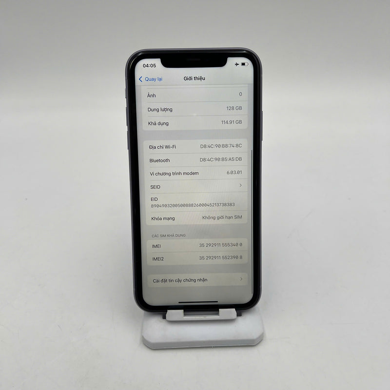 iPhone 11 128GB Tím 98% pin 100% Máy đã trả hết tiền mạng dùng như Quốc tế Apple (Đã thay pin - Đã thay màn zin, đốm 1x, viền xước) - HH3400