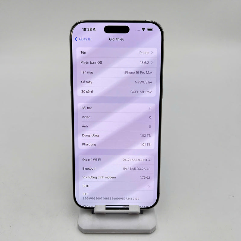iPhone 16 Pro Max 1TB Tự Nhiên 98% pin 91% Máy đã trả hết tiền mạng dùng như Quốc tế Apple (Xước viền) - HH3583