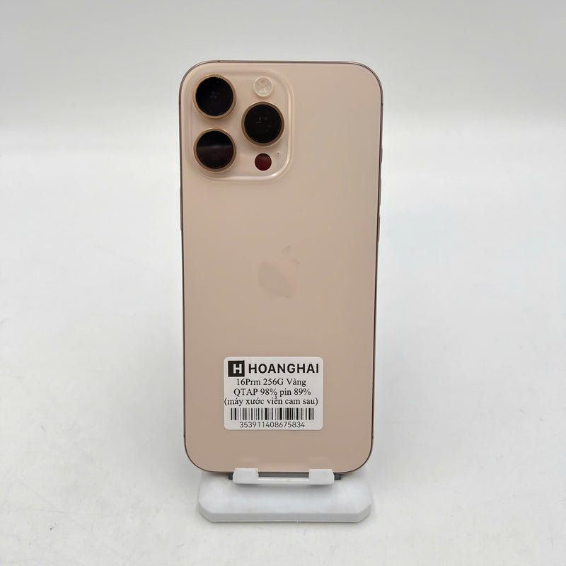 iPhone 16 Pro Max 256GB Vàng Sa Mạc 98% pin 89% Quốc Tế Apple (máy xước viền cam sau) - HH5834