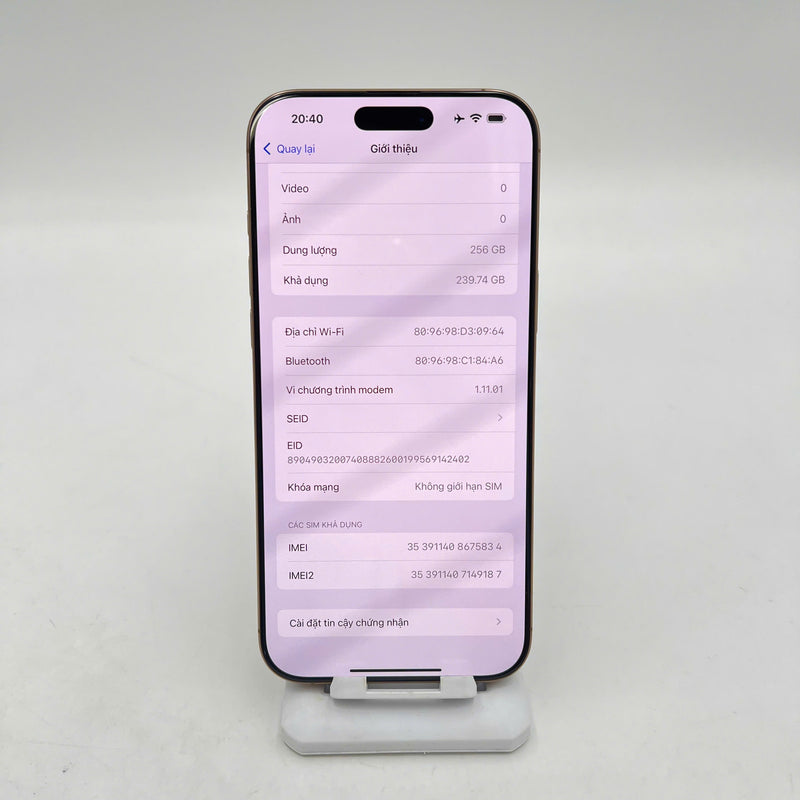 iPhone 16 Pro Max 256GB Vàng Sa Mạc 98% pin 89% Quốc Tế Apple (máy xước viền cam sau) - HH5834