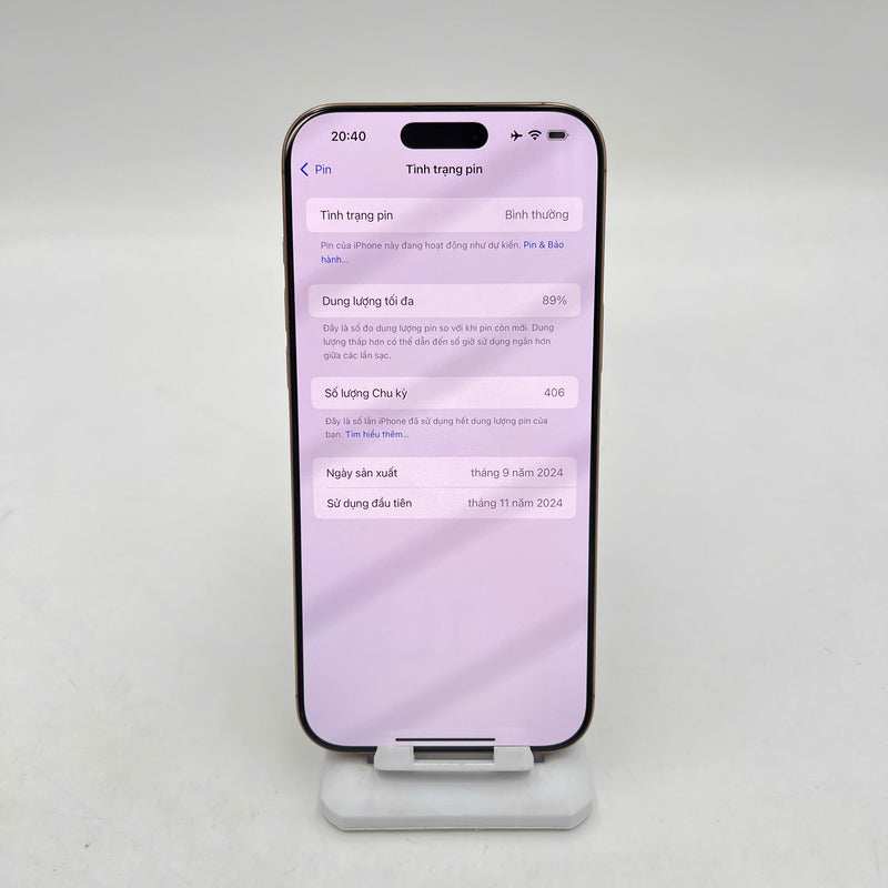 iPhone 16 Pro Max 256GB Vàng Sa Mạc 98% pin 89% Quốc Tế Apple (máy xước viền cam sau) - HH5834