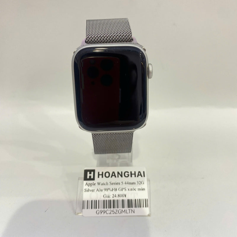 Apple Watch Series 5 44mm GPS 98% Fullbox Silver Aluminum Case with Milanese Loop (xước màn)