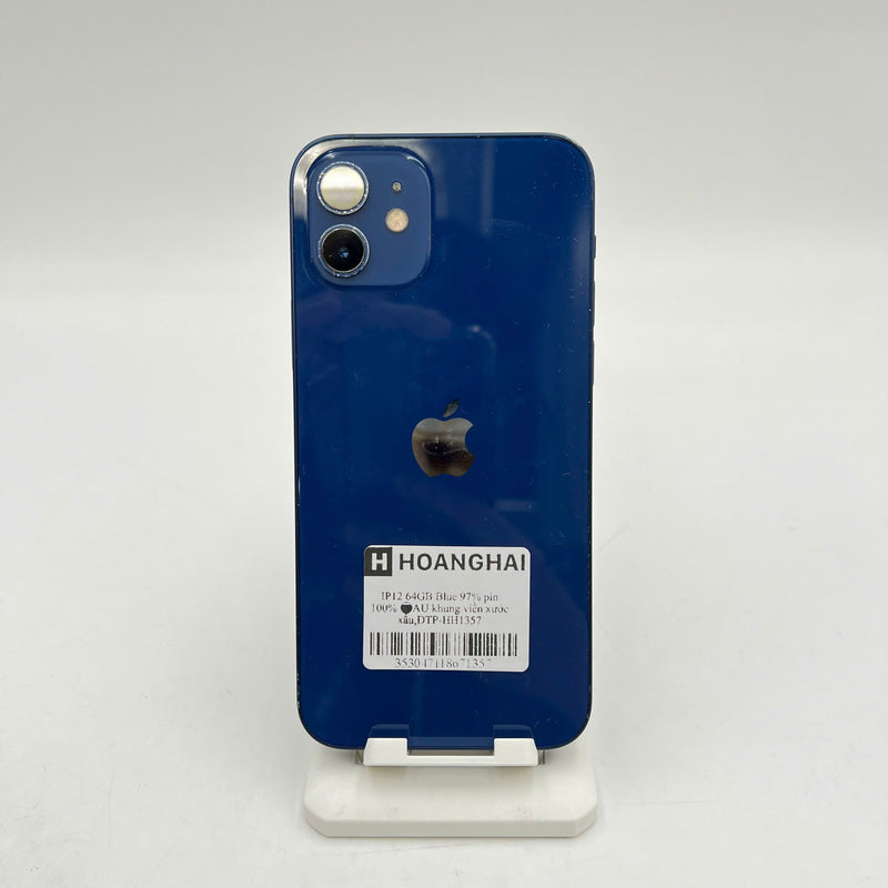 iPhone 12 64GB Xanh Dương 97% pin 100% Máy đã trả hết tiền mạng dùng như Quốc tế Apple (Đã thay pin, xước viền cam, xước màn, khung viền xước xấu) - HH1357