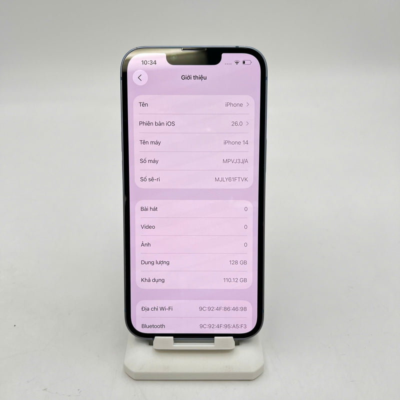 iPhone 14 128GB Xanh Dương 97% pin 100% Máy đã trả hết tiền mạng dùng như Quốc tế Apple (Đã thay pin, móp viền, xước viền cam) - HH9468
