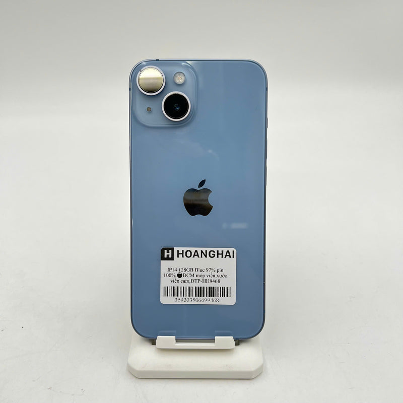 iPhone 14 128GB Xanh Dương 97% pin 100% Máy đã trả hết tiền mạng dùng như Quốc tế Apple (Đã thay pin, móp viền, xước viền cam) - HH9468