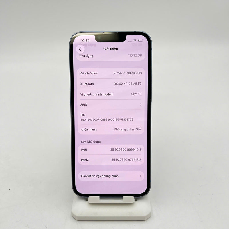 iPhone 14 128GB Xanh Dương 97% pin 100% Máy đã trả hết tiền mạng dùng như Quốc tế Apple (Đã thay pin, móp viền, xước viền cam) - HH9468