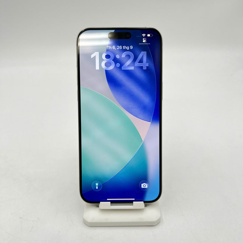 iPhone 15 Pro Max 256GB Trắng 98% pin 87% ĐBH Quốc tế từ SB (Không dùng sim SB - Đã thay màn zin, đã thay camera sau zin) - HH0611