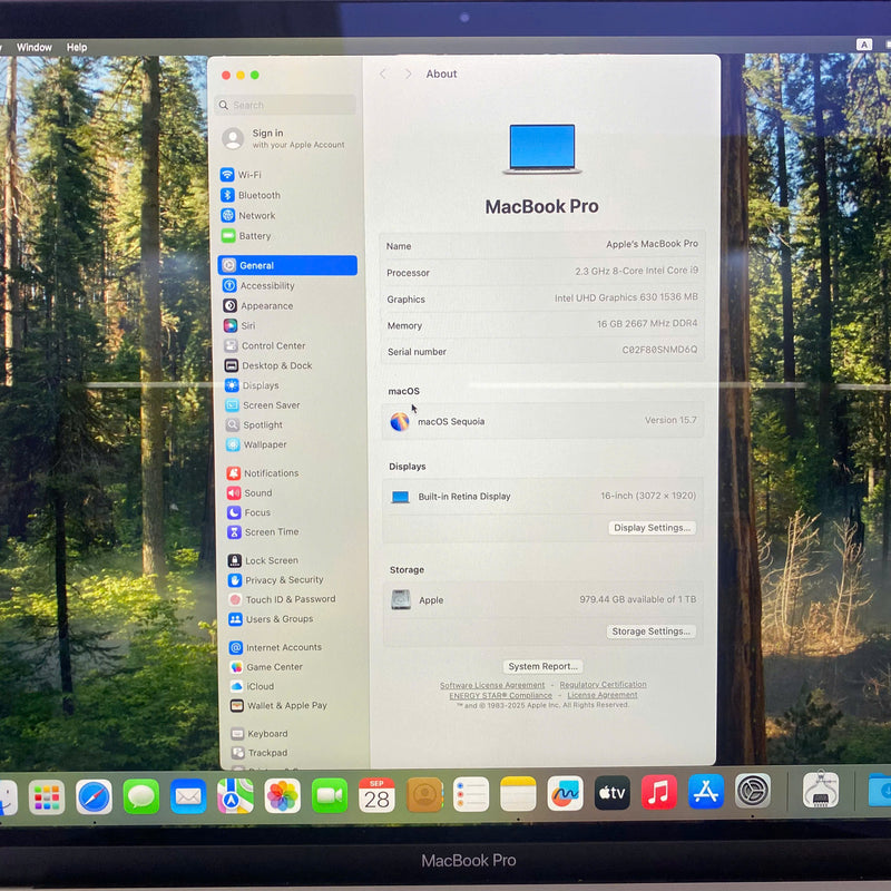 Macbook Pro 2019 16in Bạc Intel Core 97% i9/ RAM 16GB/ SSD 1TB  sạc 108 lần BPTN