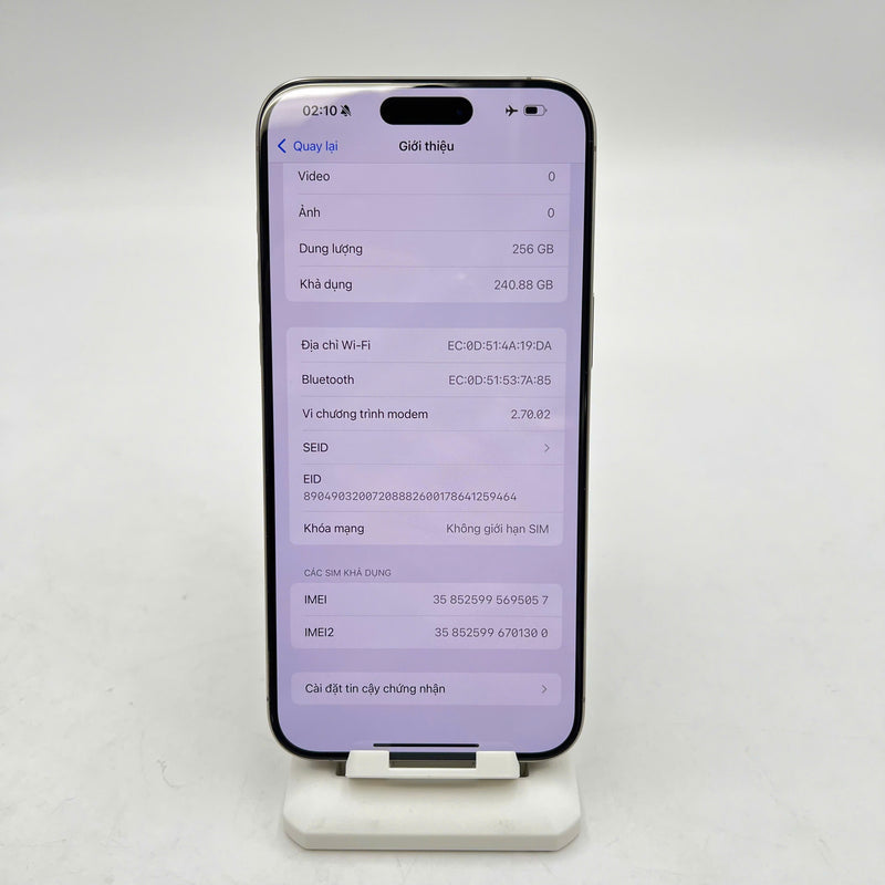 iPhone 15 Pro Max 256GB Tự Nhiên 98% pin 85% Quốc tế Apple - HH5057