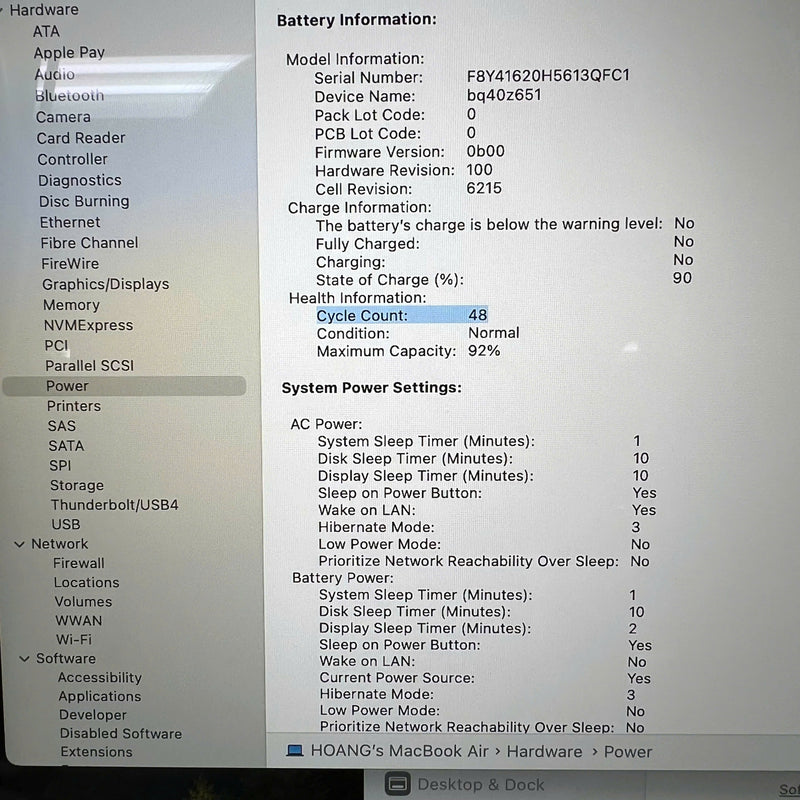 Macbook Air 2024 13.6in Đen Apple M3/ RAM 24GB/ SSD 512GB 98% pin 92% sạc 48 lần BPTN