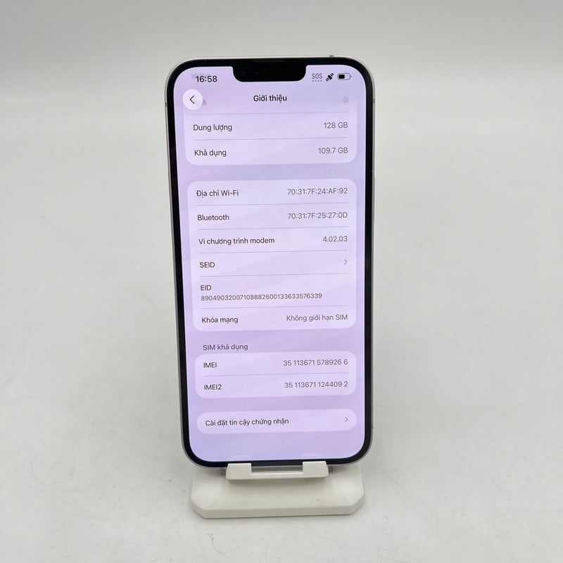 iPhone 14 Plus 128GB Tím 98% pin 86% DEMO Máy đã trả hết tiền mạng dùng như Quốc tế Apple (xước và móp viền, màn xước nhiều) - HH9266