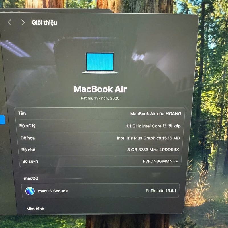 Macbook Air 2020 13.3in Xám Intel Core i3/ RAM 8GB/ SSD 256GB 98% Sạc 280 lần BPTN