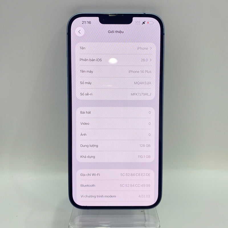 iPhone 14 Plus 128GB Xanh Dương 98% pin 100% Quốc tế từ AU (Không dùng sim AU - Đã thay pin, xước sơn) - HH1095