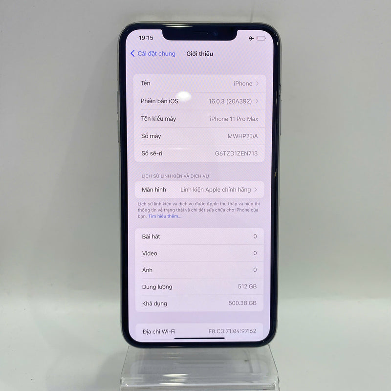 iPhone 11 Pro Max 512GB Trắng 98% pin 100% Máy đã trả hết tiền mạng dùng như Quốc tế Apple màn (LKCH,viền xước, ĐTP) - HH8218